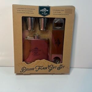 Adventure Out There Deluxe Flask Gift Set Drinkware 4 Piece Set Brand New In Box